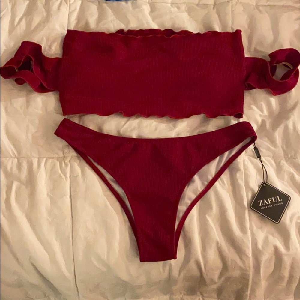 wine red bikini set